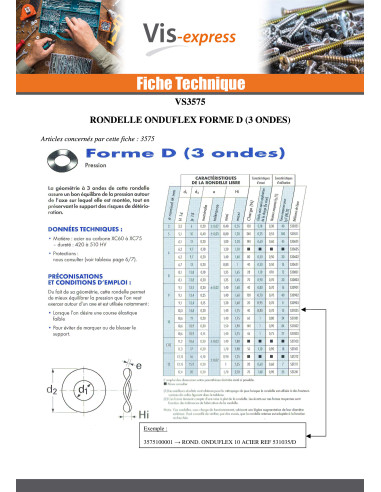 1 x Rondelle ONDUFLEX M10X19X0.20 Type D 3 Ondes