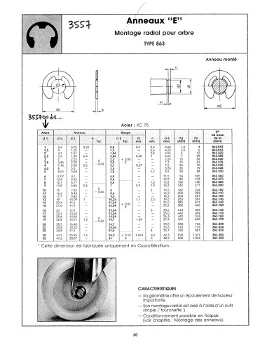 1 x Anneau E Renforcé T864 Arbre Diamètre 25A38...