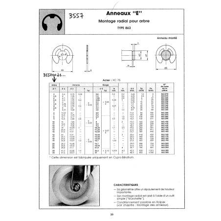 1 x Anneau TRUARC"E" TYPE863 Arbre Diamètre 14 Acier brut