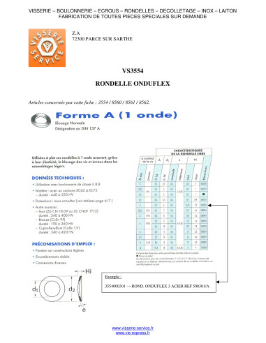 1 x Rondelle ONDUFLEX M2.5 Acier zingué Type à...