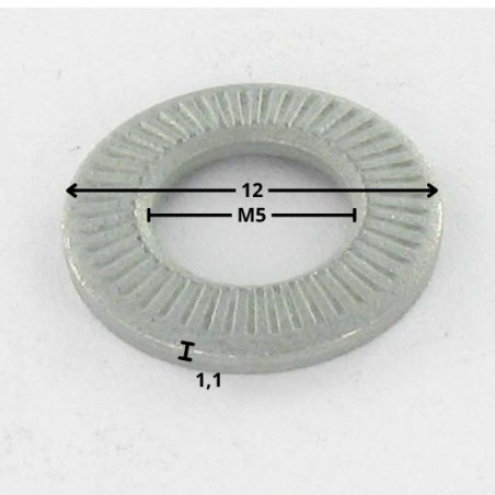 1 x Rondelles contact M5X12X1.1 Acier zingué Série M (Moyenne)