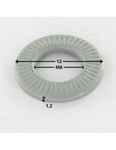 1 x Rondelles contact M6X12X1.2 Acier zingué...