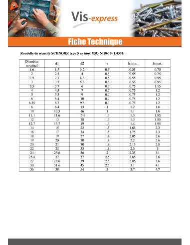 1 x Rondelle SCHNORR VS M8X13X1.7 420500 Acier...