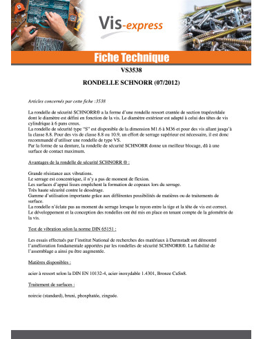 1 x Rondelle SCHNORR M12 Acier brut Type S 426200