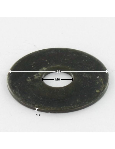 1 x Rondelle Plate M6X24X1.2 LL Acier zingué noir