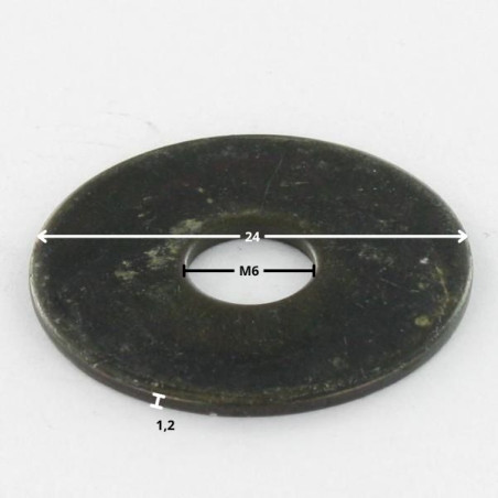 1 x Rondelle Plate M6X24X1.2 LL Acier zingué noir