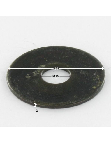 1 x Rondelle Plate M10X36X2 LL Acier zingué noir