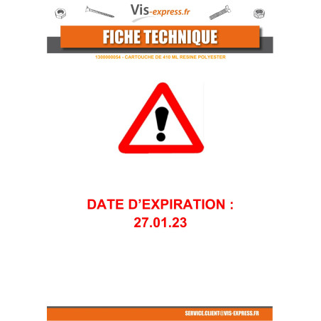 1 x CARTOUCHE De 410 ML RESINE POLYESTER