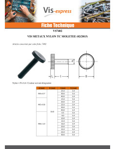 Vis métaux nylon noir Tête cylindrique TC Moletée M6X10 2