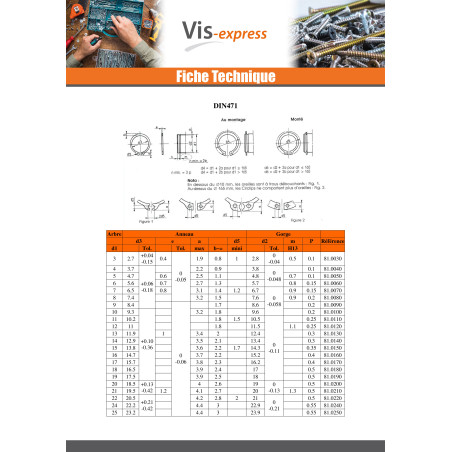 1 x Circlip Extèrieur Acier brut Sur arbre Diamètre 11