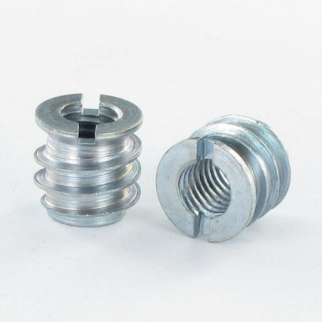 1 x Insert fileté bois fendu Acier brut M7 Pas de 150 13X20