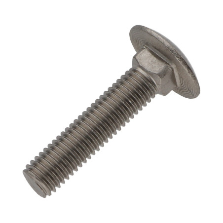 1 x Vis métaux tête ronde collet carré Inox A4 M10X50 Filetage partiel