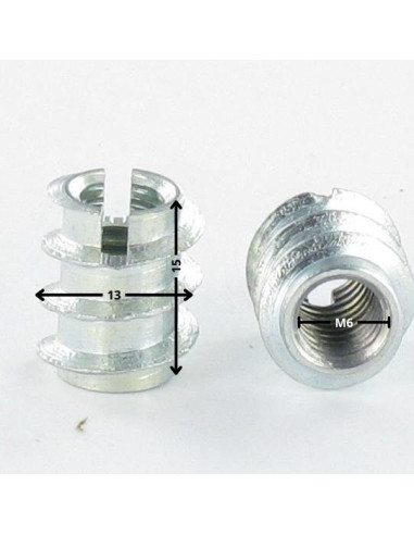 1 x Insert Fendue M6 13X15 Acier zingué