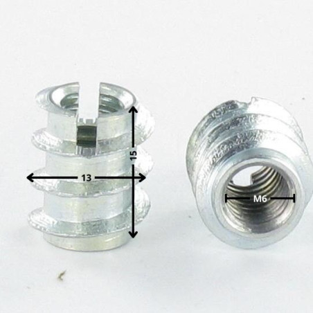 1 x Insert Fendue M6 13X15 Acier zingué