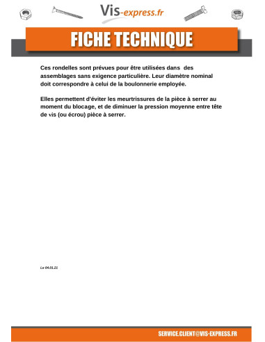 1 x Rondelle Plate M14X36X2.5 L Inox A2