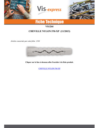 1 x Cheville Nylon 8X52 FM-XP