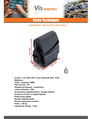 1 x SAC à OUTILS SOFT BAG S