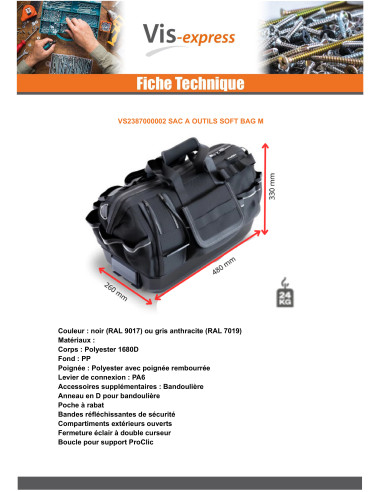 1 x SAC à OUTILS SOFT BAG M