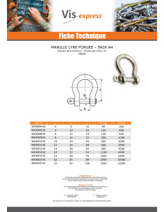 Manille LYRE Forgée Inox A4 Diamètre 22 2