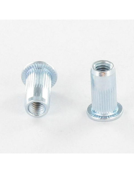 1 x Ecrou à sertir Tête plate TP Cranté M5X12 INPC 30 Inox