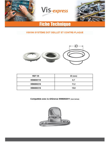 1 x Fixation avec oeillet Inox A2 Diamètre 6.7