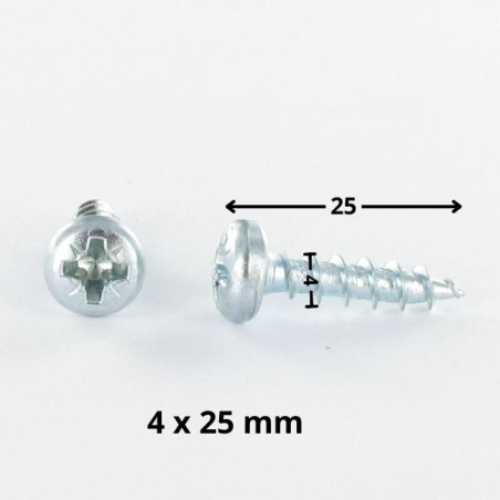 1 x VBA Vis bois agglo Tête ronde TR Pozi N°2 4X25 Acier zingué