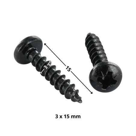 1 x VBA Vis bois agglo Tête ronde TR Pozi N°1 3X15 Acier zingué noir microvis