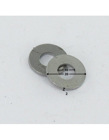 1 x Rondelle Plate M10X20X2 Z Acier brut