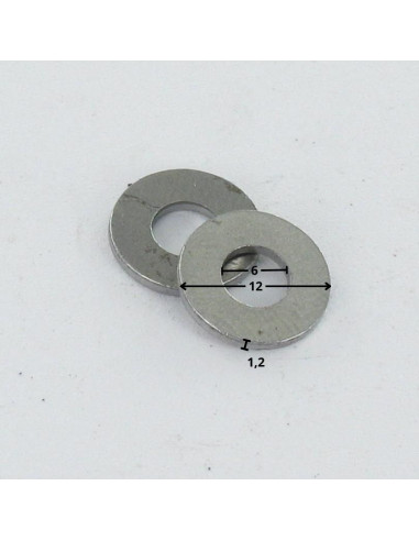 1 x Rondelle Plate M6X12X1.2 Z Acier brut