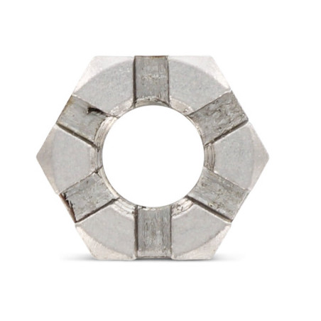 1 x Ecrou hexagonale à CRENEAUX BAS M27 Inox A2