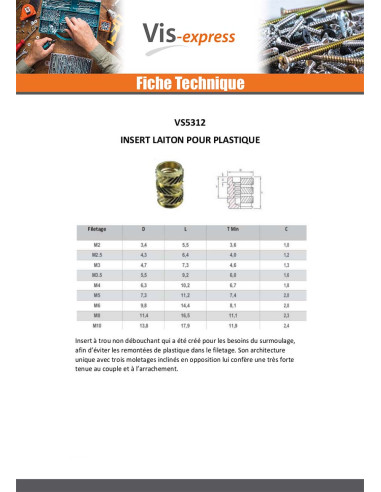 1 x Insert Laiton FLOWFIX M5X11.2