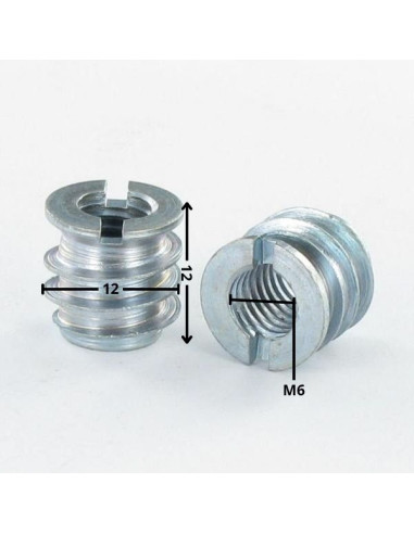 1 x Insert Fendue Acier brut M6 12X12
