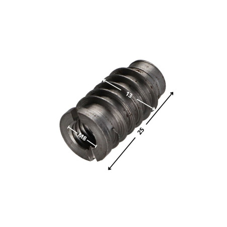 1 x Insert fileté bois fendu M8 13X25 Acier brut