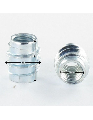 1 x Insert Non fendue Acier zingué M8 13X25