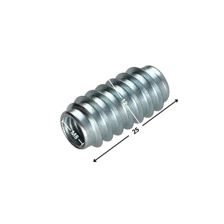 1 x Insert Non fendue Acier zingué M8 12X25