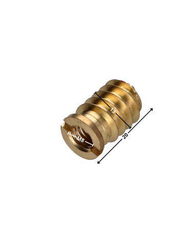1 x Insert fileté bois fendu M8 13X20 Laiton