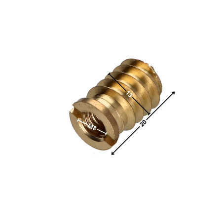 1 x Insert fileté bois fendu M8 13X20 Laiton