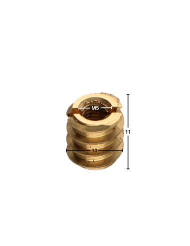 1 x Insert Fendue Laiton M5 10X11