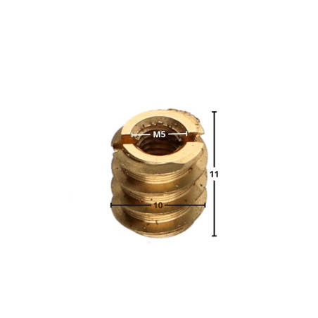 1 x Insert Fendue Laiton M5 10X11