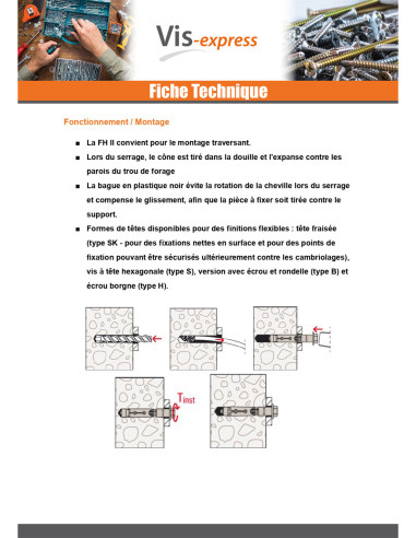 1 x Cheville Acier Fischer FH II 10/50 S