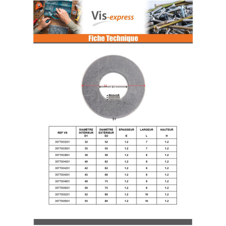 1 x Rondelle de blocage a ergot interieur 85X120X1.5 Type F 10 Acier brut