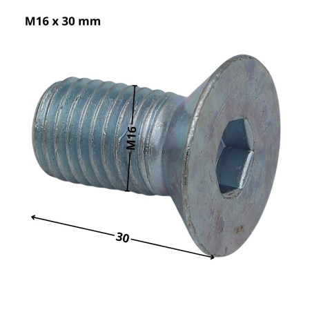 1 x Vis métaux FHC tête fraisée empreinte hexagonale creuse Clé de 10 HC10 M16X30 Filetage total Classe 10.9 Acier