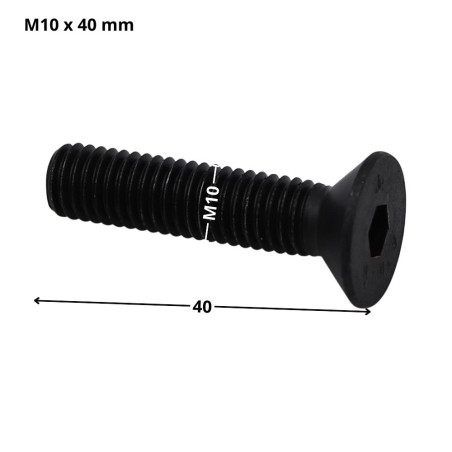 1 x Vis métaux FHC tête fraisée empreinte hexagonale creuse Clé de 6 HC6 M10X40 Filetage total Classe 10.9 Acier brut