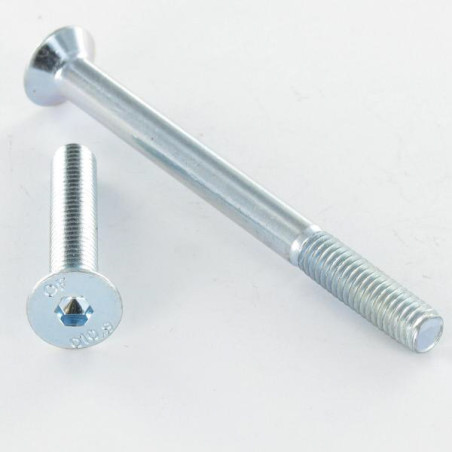 1 x Vis métaux FHC tête fraisée empreinte hexagonale creuse Clé de 4 HC4 M6X8 Filetage total Classe 10.9 Acier zingué