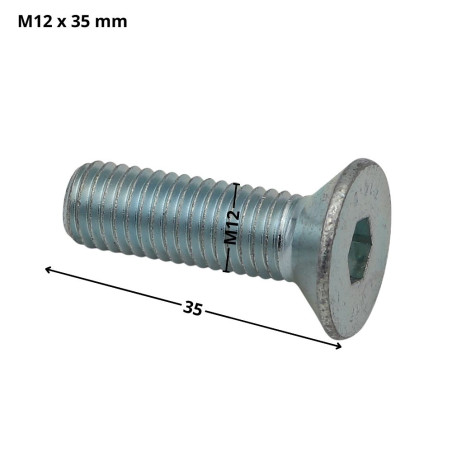1 x Vis métaux FHC tête fraisée empreinte hexagonale creuse Clé de 8 HC8 M12X35 Filetage total Classe 10.9 Acier