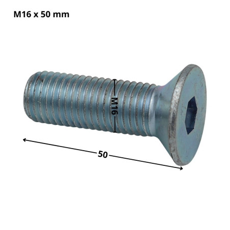 1 x Vis métaux FHC tête fraisée empreinte hexagonale creuse Clé de 10 HC10 M16X50 Filetage total Classe 10.9 Acier