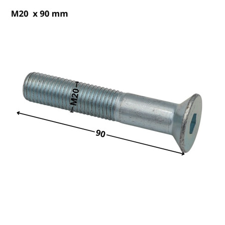 1 x Vis métaux FHC tête fraisée empreinte hexagonale creuse Clé de 12 HC12 M20X90 Filetage total Classe 10.9 Acier