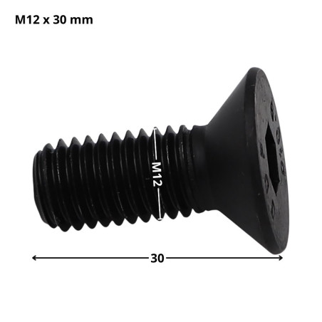 1 x Vis métaux FHC tête fraisée empreinte hexagonale creuse Clé de 8 HC8 M12X30 Filetage total Classe 10.9 Acier brut
