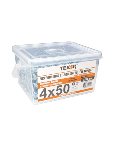 1 x Seau de 385 Vis bois TEKOR 4X50 Tête...