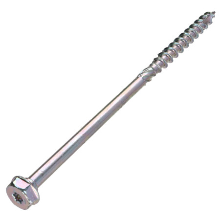 1 x Vis charpente TEKOR Tête hexagonale TH Pointe antifendage type 17 10X200 Filetée sur 80 TORX T40 zingué cr3 96 hbs